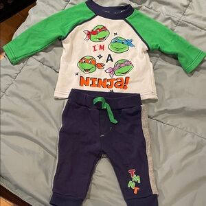 Baby 0-3M outfit-Nickelodeon TMNT Green and Navy set